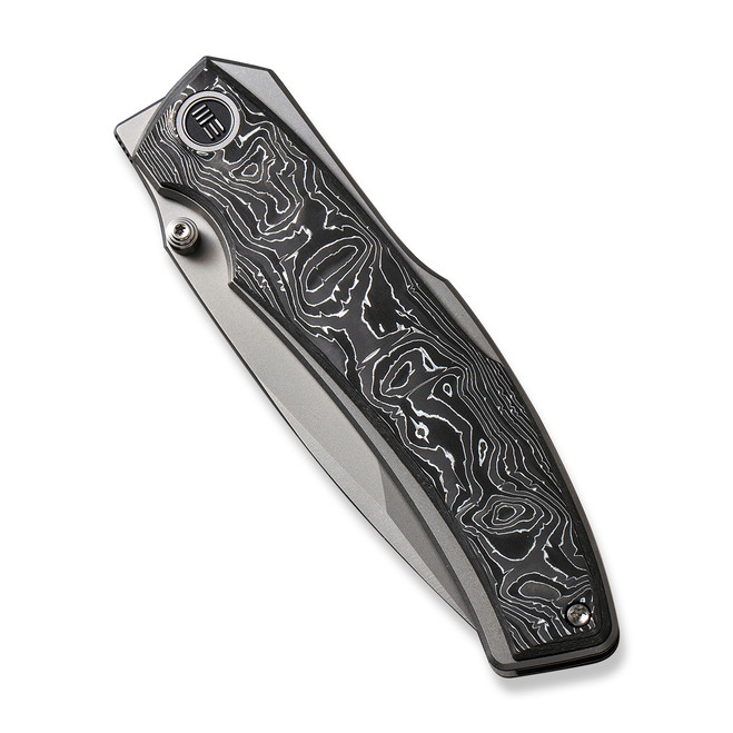 WE Swordfin Folding Knife Black/White Aluminum Foil Carbon Fiber