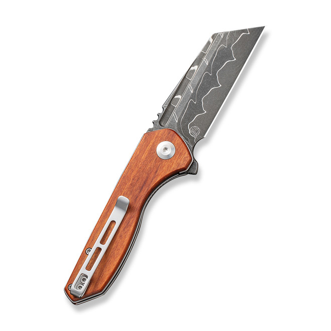 ‪mero２点 Civivi ExOne Folding Knife Guibourtia Wood Handle Damascus Reverse