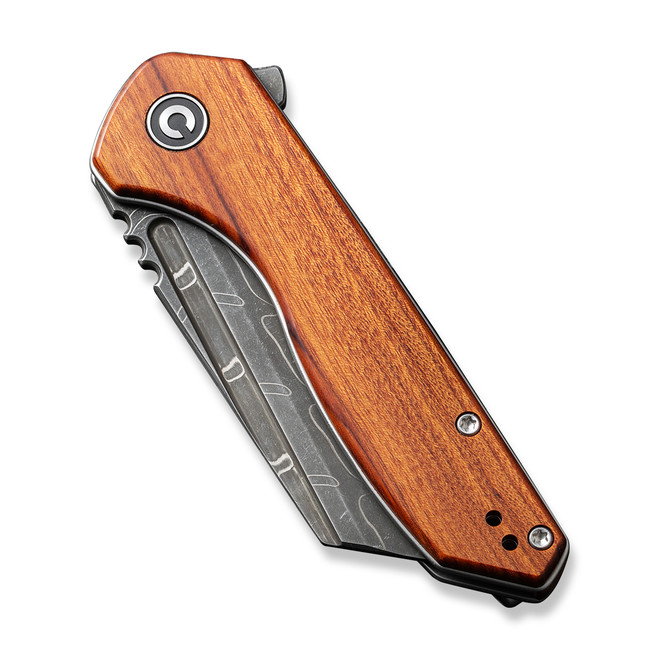 Civivi ExOne Folding Knife Guibourtia Wood Handle Damascus Reverse