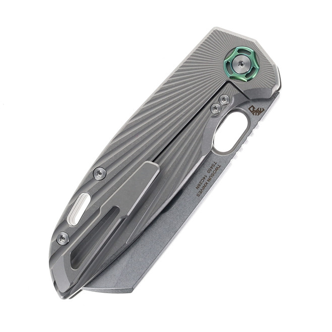 Two Sun Folding Knife Line Sandwashed Titanium Handle 14C28N Plain