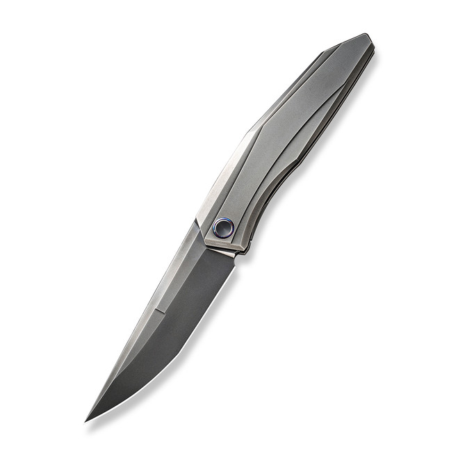 WE Cybernetic Folding Knife Polished Gray Titanium Handle 20CV Plain Edge Polished Gray Finish Limited Edition  WE22033-6