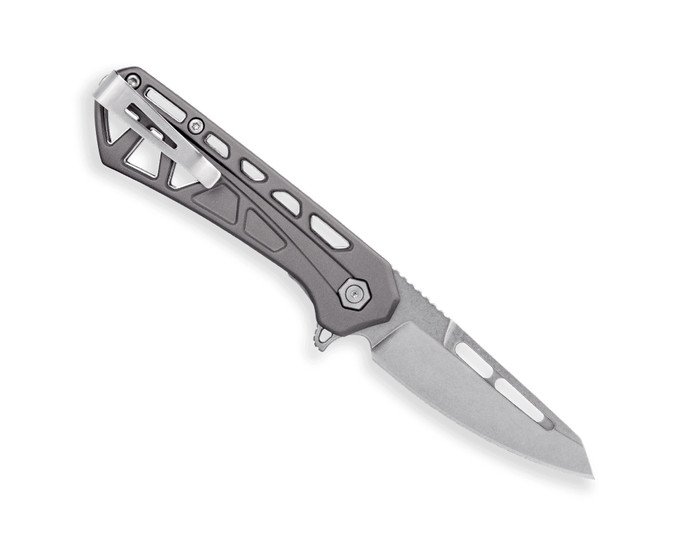 Pocket Buck 811 Trace Ops Folding Knife Grey Aluminum Handle 7Cr17MoV