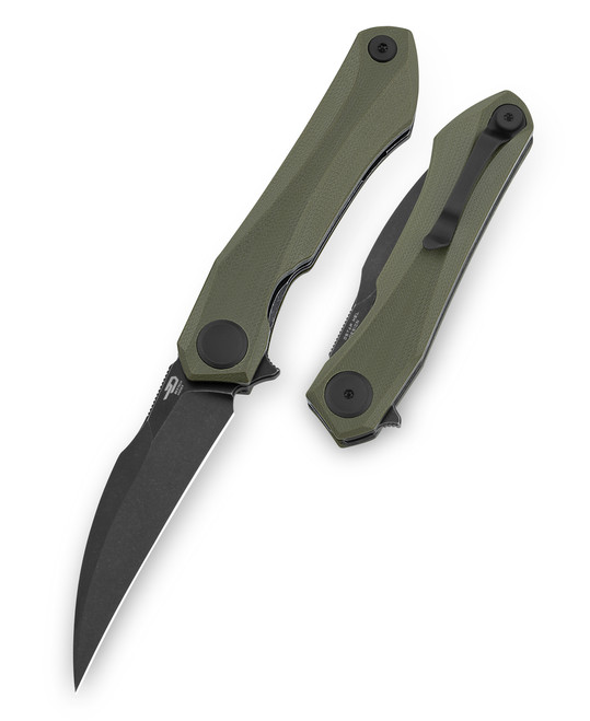 Bestech Ivy Folding Knife OD Green G10 Handle 14C28N Plain Edge
