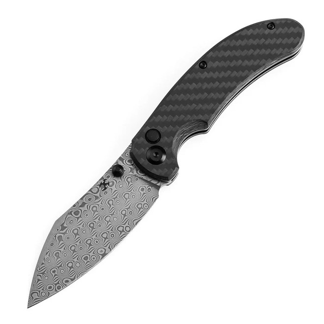 Kansept Nesstreet Button Lock Folding Knife Twill Carbon Fiber