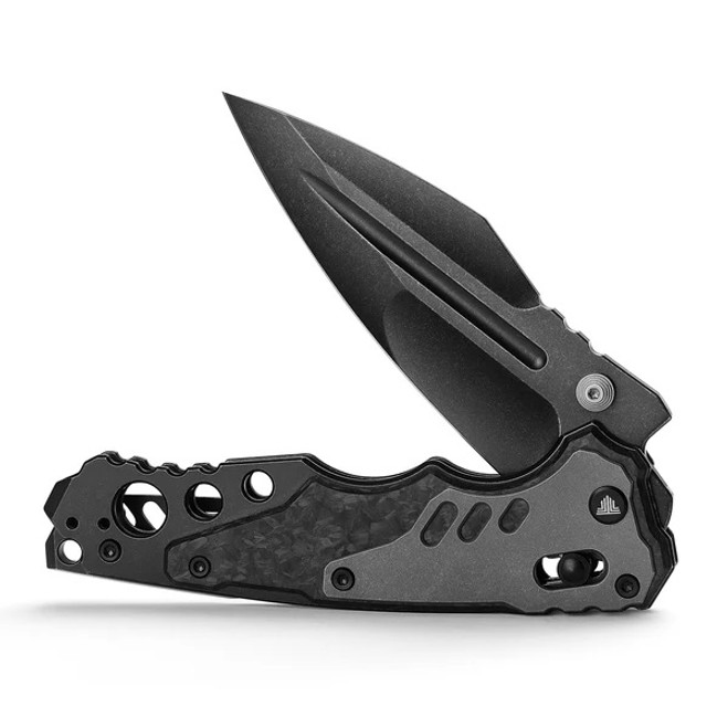 リンク Trivisa Intruder-05 Folding Knife Black Titanium/Damascus