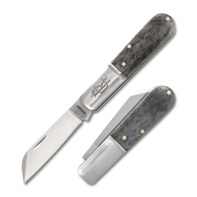 RoseCraft Blades Folding Knife Smoky Gray Bone Handle D2