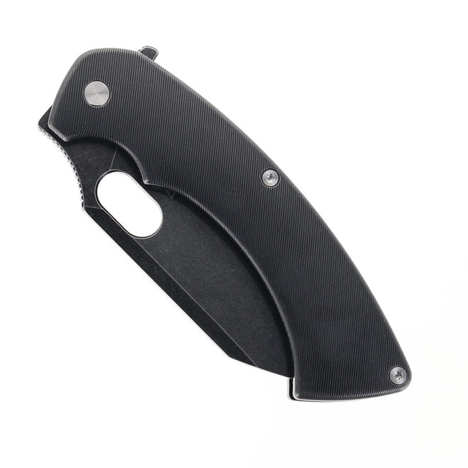 Two Sun Folding Knife Black Titanium Handle 14C28N Plain Edge