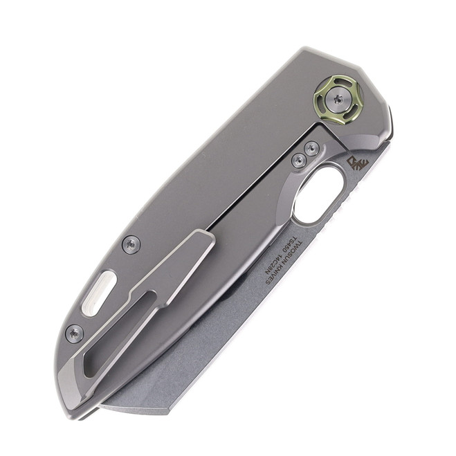 Two Sun Folding Knife Gray Titanium Handle 14C28N Plain Edge TS450