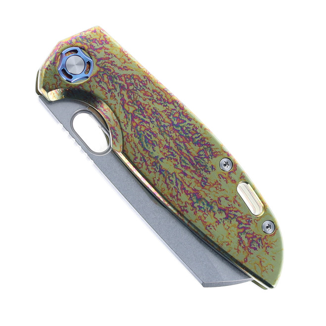 Two Sun Folding Knife Color Titanium Handle 14C28N Plain Edge