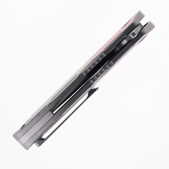 Two Sun Folding Knife Silver/Color Titanium Handle 14C28N Plain