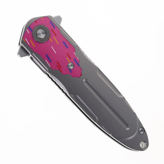 Two Sun Folding Knife Silver/Color Titanium Handle 14C28N Plain