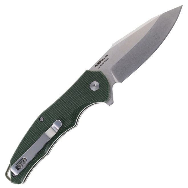Sixleaf Folding Knife Green Micarta Handle 8Cr13MoV Plain Edge SL-33
