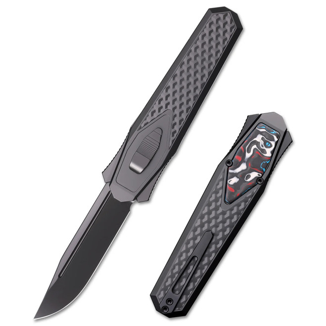 Remette Swordfish Knife Black Titanium/Color Carbon Fiber Handle M390 Clip Point Plain Edge ZL101B5