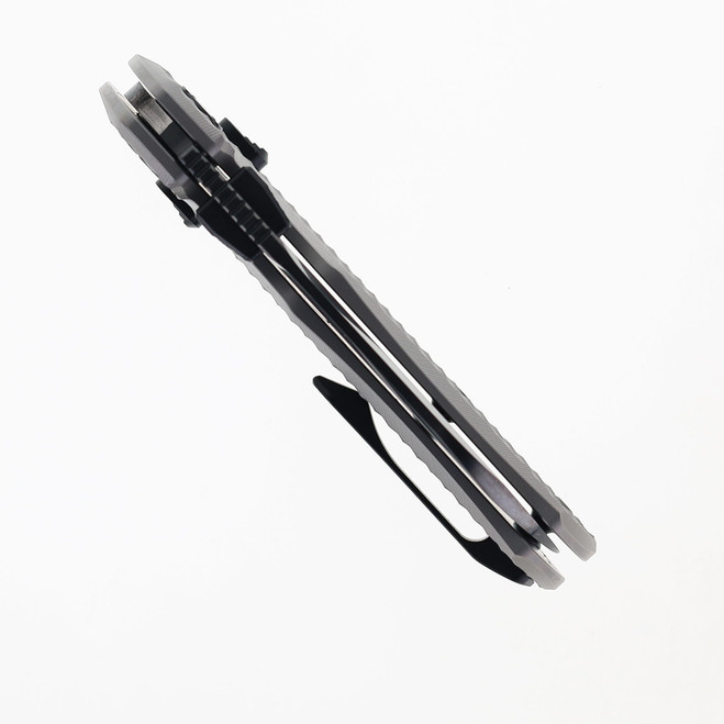 Kunwu Reverse Tux Compact Chad Folding Knife Grey Titanium Handle