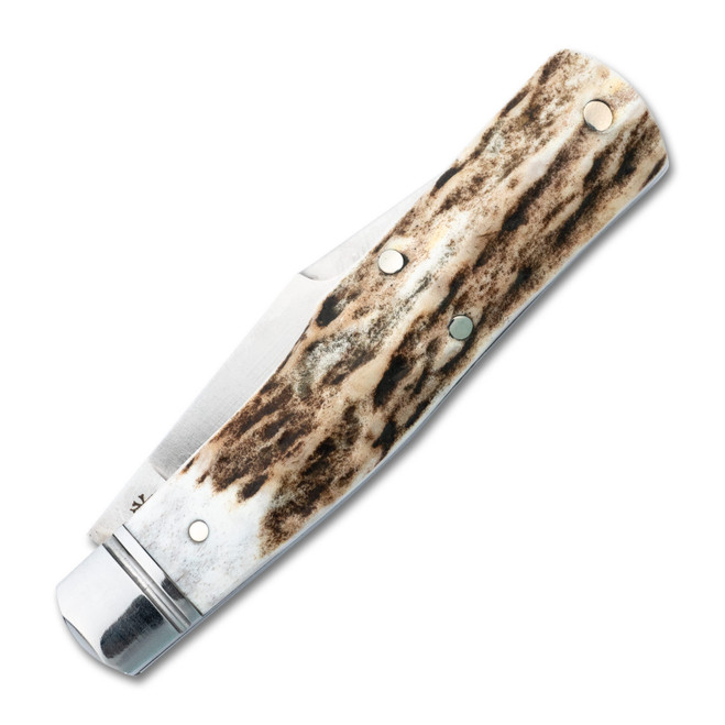 RoseCraft Savage Creek Folding Knife Brown/White Genuine Stag