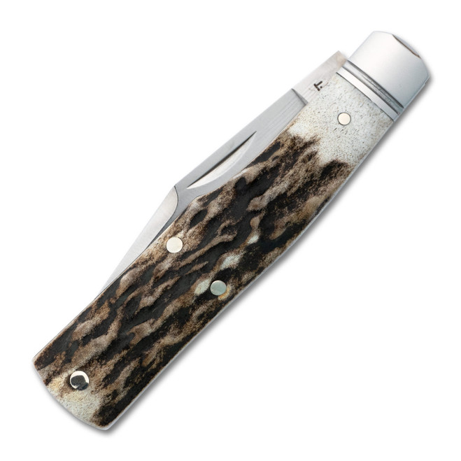 RoseCraft Savage Creek Folding Knife Brown/White Genuine Stag