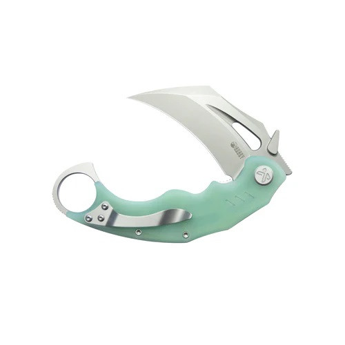 Kubey Wrath Folding Knife Jade G10 Handle 14C28N Karambit Plain