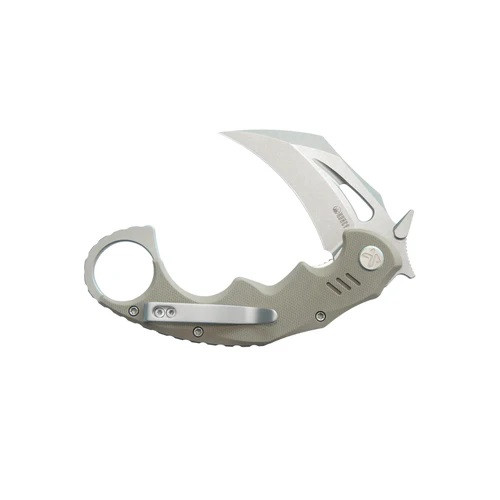 Kubey Mini Wrath Folding Knife Tan G10 Handle 14C28N Karambit