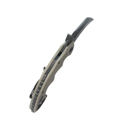 Kubey Mini Wrath Folding Knife Tan G10 Handle 14C28N Karambit