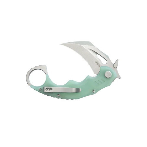 Kubey Mini Wrath Folding Knife Jade G10 Handle 14C28N Karambit