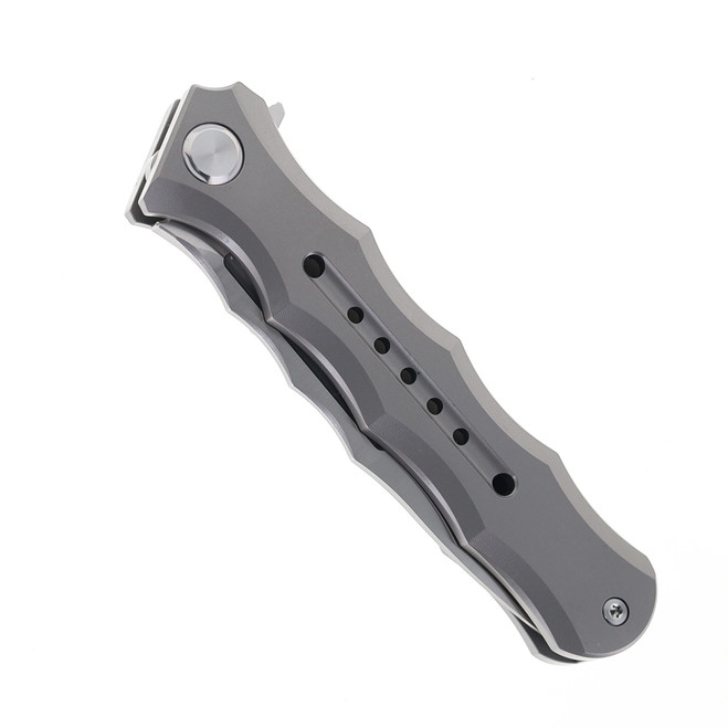 TwoSun Folding Knife Gray Titanium Handle M390 Plain Edge TS165