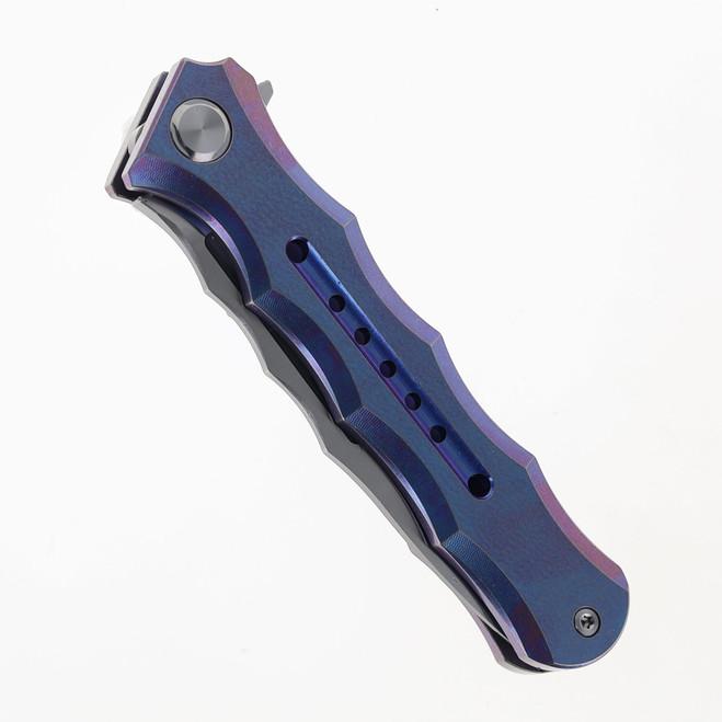 めろ TwoSun Folding Knife Color Titanium Handle M390 Plain Edge TS165