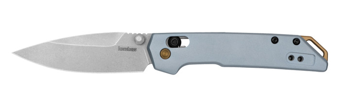 Kershaw Mini Iridium Folding Knife Ice Blue Aluminum Handle D2 Plain Edge Stonewash Finish KS2051