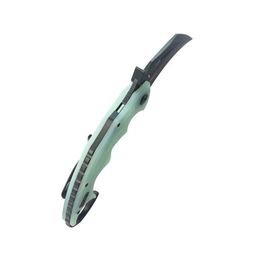 Kubey Mini Wrath Folding Knife Jade G10 Handle 14C28N Karambit