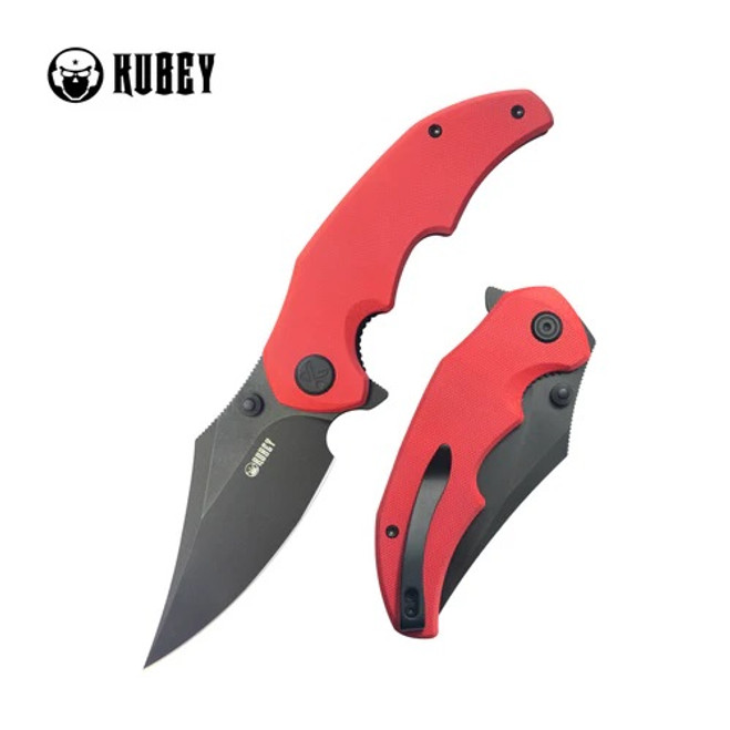 Kubey Ceto Folding Knife Red G10 Handle 14C28N Clip Point Plain Edge Blackwash Finish KU181E Kubey Ceto Folding Knife Red G10 Handle 14C28N Clip Point Plain Edge Blackwash Finish KU181E