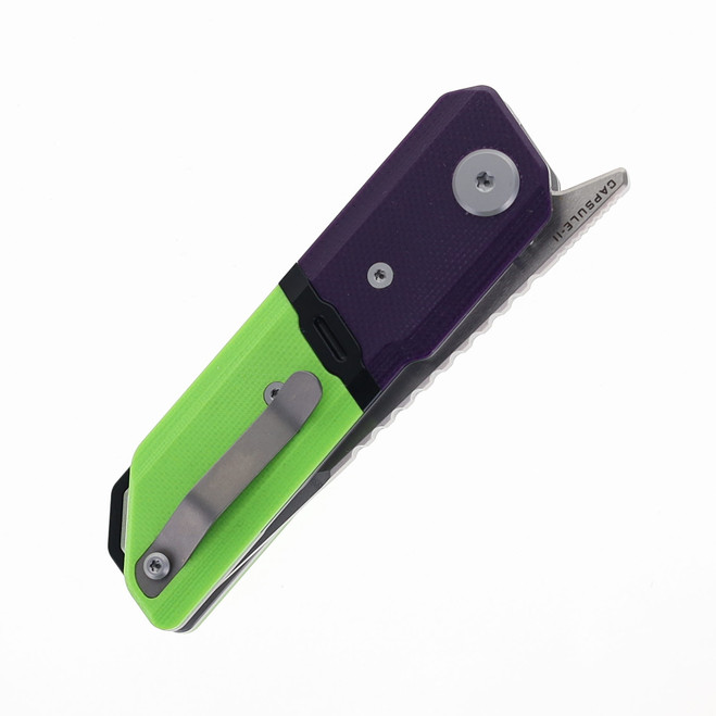 Maxace Capsul Pocket Knife Black & Green G10 Handle Front Flipper