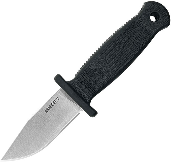 Demko Armiger 2 Fixed Blade Knife Black TPR Handle 4034 Clip Point Plain Edge Satin Finish DEM09648