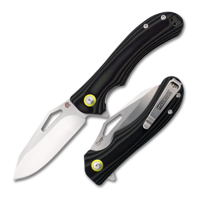 Rosecraft Walleye Folding Knife Black G10 Handle RPM9 Modified Clip Point Plain Edge Stonewash RCM018-SW