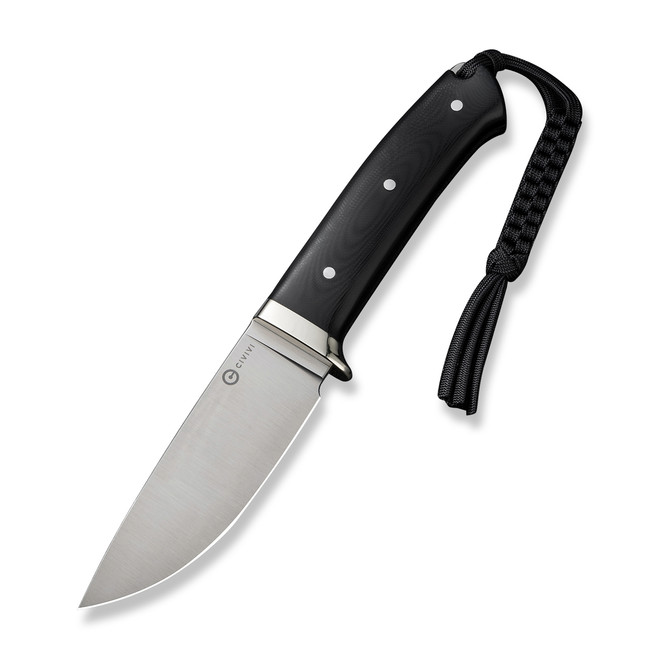 Civivi Cloud Peak Fixed Blade Knife Black G10/Nickel-Silver Guard Handle Nirto-V Drop Point Plain Edge Satin Finish C23044-1