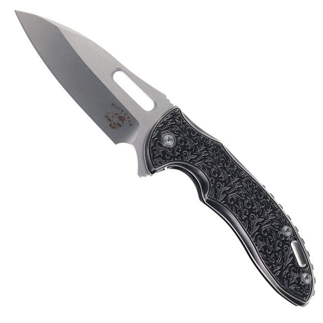 Mechforce Rick Lala Sentry Pocket Knife Polished Black PVD Scroll Pattern Titanium Handle M390 Blade Mechforce Rick Lala Sentry Pocket Knife Polished Black PVD Scroll Pattern Titanium Handle M390 Blade