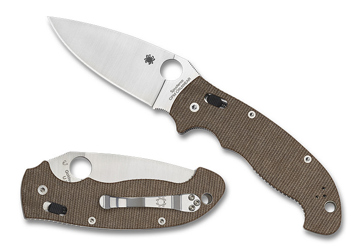 キャンバス Spyderco Manix XL Folding Knife Brown Micara Handle Cruwear Blade