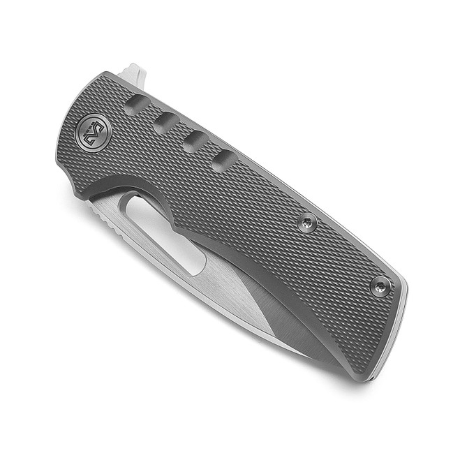Miguron Knives Arma II Flipper Pocket Knife Gray Titanium Handle
