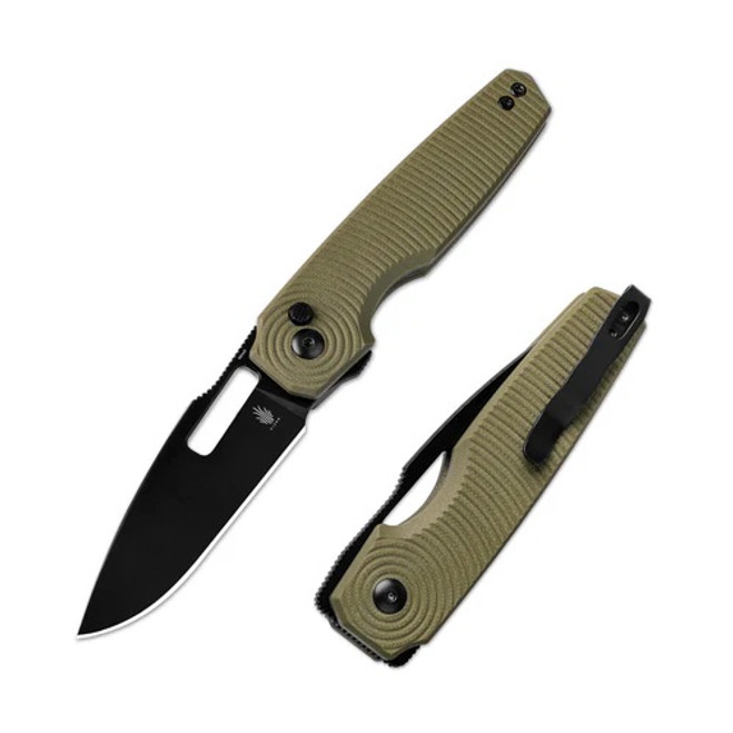 Kizer Dogfish Button Lock Folding Knife Olive Green G10 Handle NirtoV Drop Point Plain Black Blade V3640A2 Kizer Dogfish Button Lock Folding Knife Olive Green G10 Handle NirtoV Drop Point Plain Black Blade V3640A2