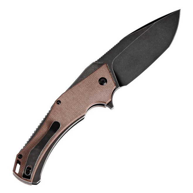 Kansept Hellx Folding Knife Brown Micarta Handle D2 Plain Edge
