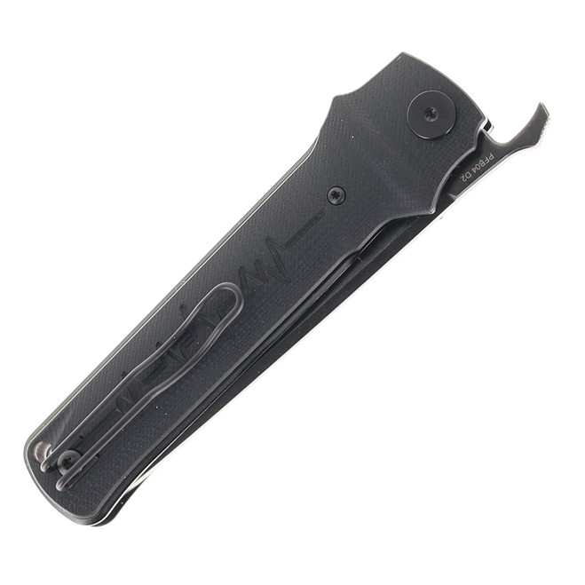 Petrified Fish Tena Folding Knife Black G10 Handle D2 Plain Black