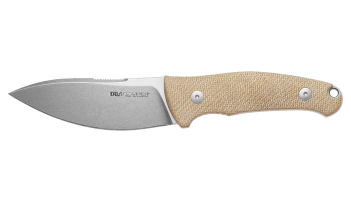 Viper Nordlys CN Fixed Blade Knife Natural Canvas Micarta Handle N690 Plain Edge Stonewash Finish VT4044CN