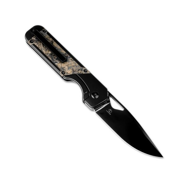 モモ Kizer Militaw Folding Knife Carbon Fiber S45VN Black