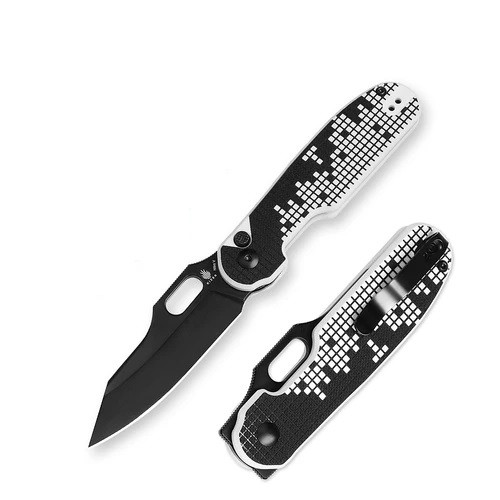 Kizer Cormorant Folding Knife Black/White G10 Handle Nitro-V Clip