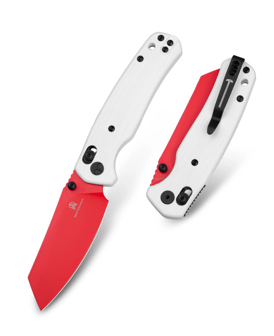 Bestechman Cicada's Wing Red Folding Knife White G10 Handle