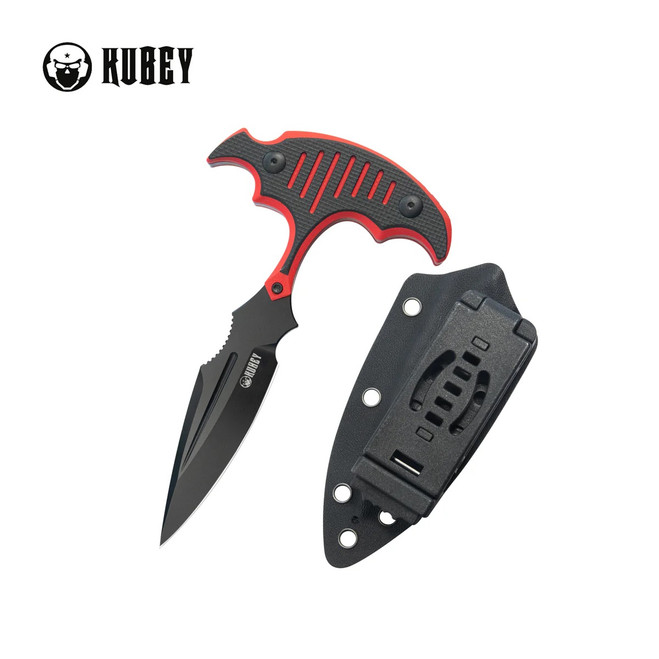 Kubey Fixed Blade Knife Black/Red G10 Handle 14C28N Spear Point Plain Edge KU242B Kubey Fixed Blade Knife Black/Red G10 Handle 14C28N Spear Point Plain Edge KU242B
