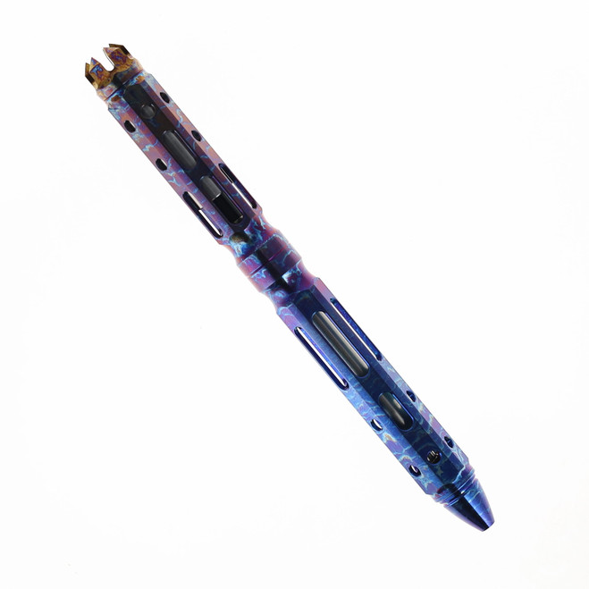 TwoSun Push Button Pen Checkered/Blue Titanium Alloy Body Black Ink PEN53-Color