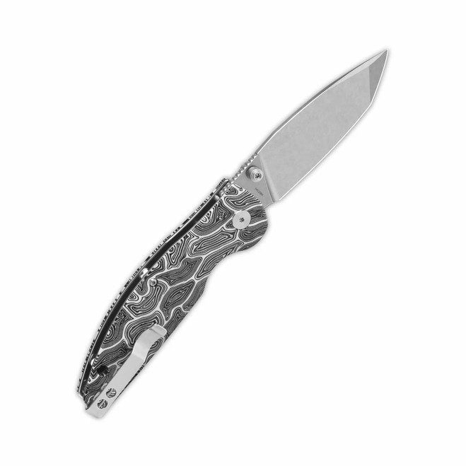 QSP Turtle Punk Folding Knife Black/White G10 Handle 14C28N Plain
