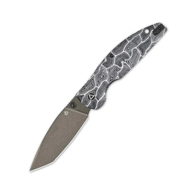 QSP Turtle Punk Folding Knife Black/White G10 Handle 14C28N Tanto Plain Edge Champagne Ceramic Coating Finish QS158-B2 QSP Turtle Punk Folding Knife Black/White G10 Handle 14C28N Tanto Plain Edge Champagne Ceramic Coating Finish QS158-B2