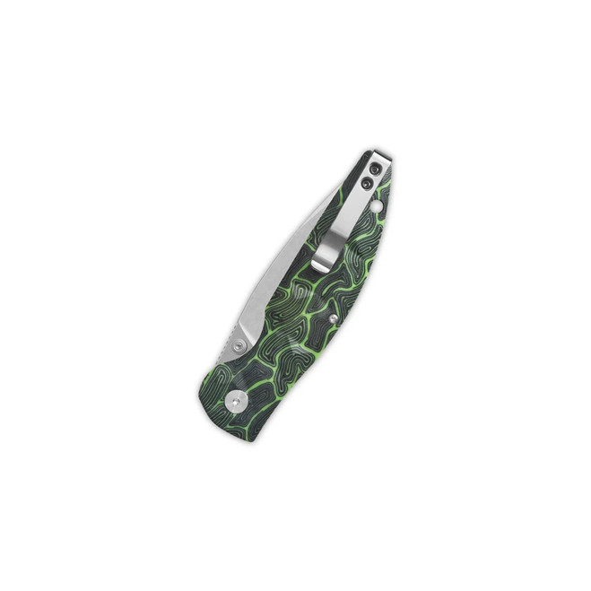 QSP Turtle Punk Folding Knife Black/Green G10 Handle 14C28N Plain