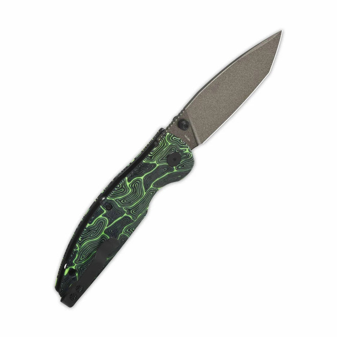 【太助】BLACK DESIGN　かりん QSP Turtle Punk Folding Knife Black/Green G10 Handle 14C28N Tanto