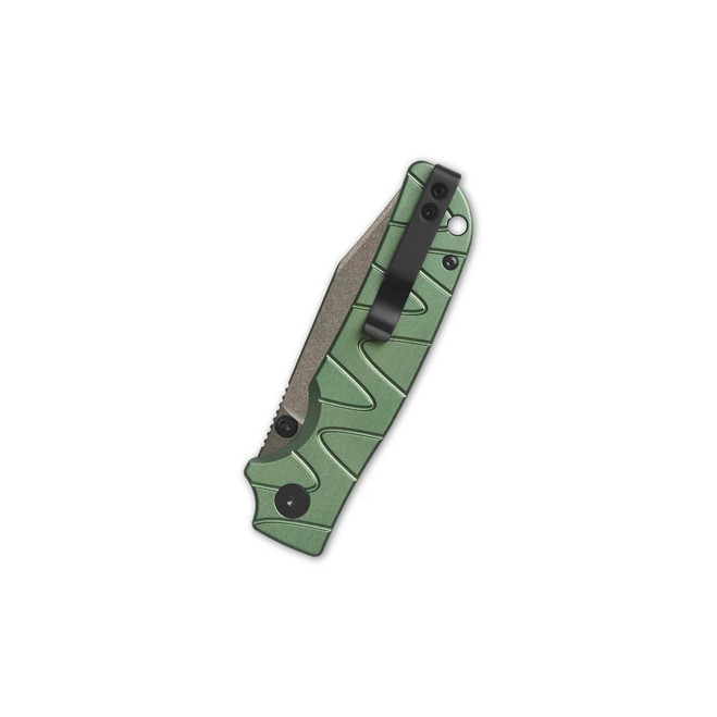QSP, Kali, Button, Lock, Folding, Knife, Green, Aluminum